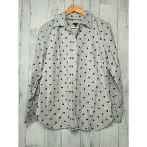 Talbots 100% Cotton Button Down Polka Dot Collared Shirt Sz. M